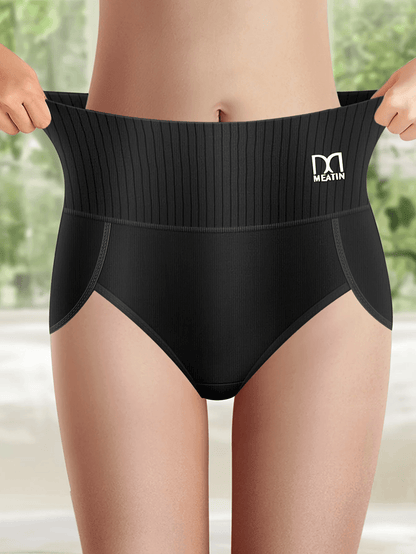 High Waisted Tummy Control Womens Cotton Panties 4 Pack Breathable Underwear 2