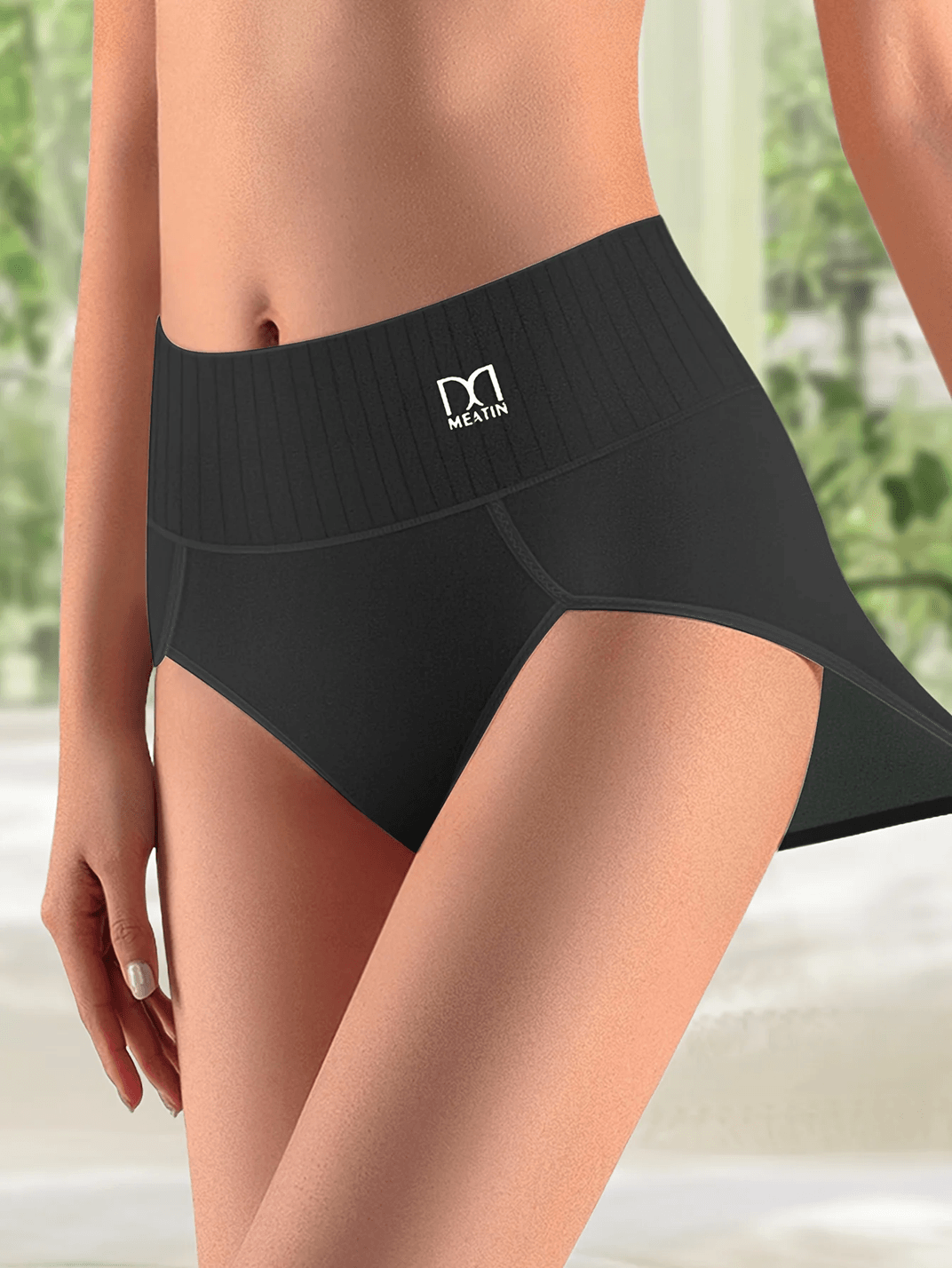 High Waisted Tummy Control Womens Cotton Panties 4 Pack Breathable Underwear 3