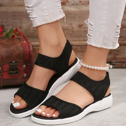 Womens Knit Elastic Wedge Sandals Lightweight Slip On Comfort Summer Shoes 6