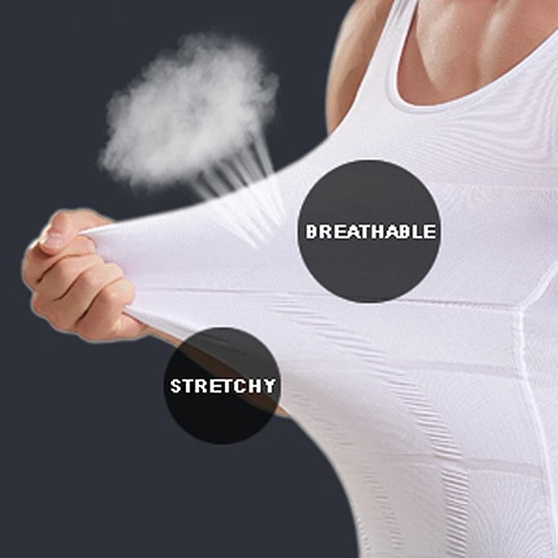 Mens Slimming Body Shaper Vest Shirt Abs Abdomen Slim Gym Workout Tummy Control Compression Tank To 5