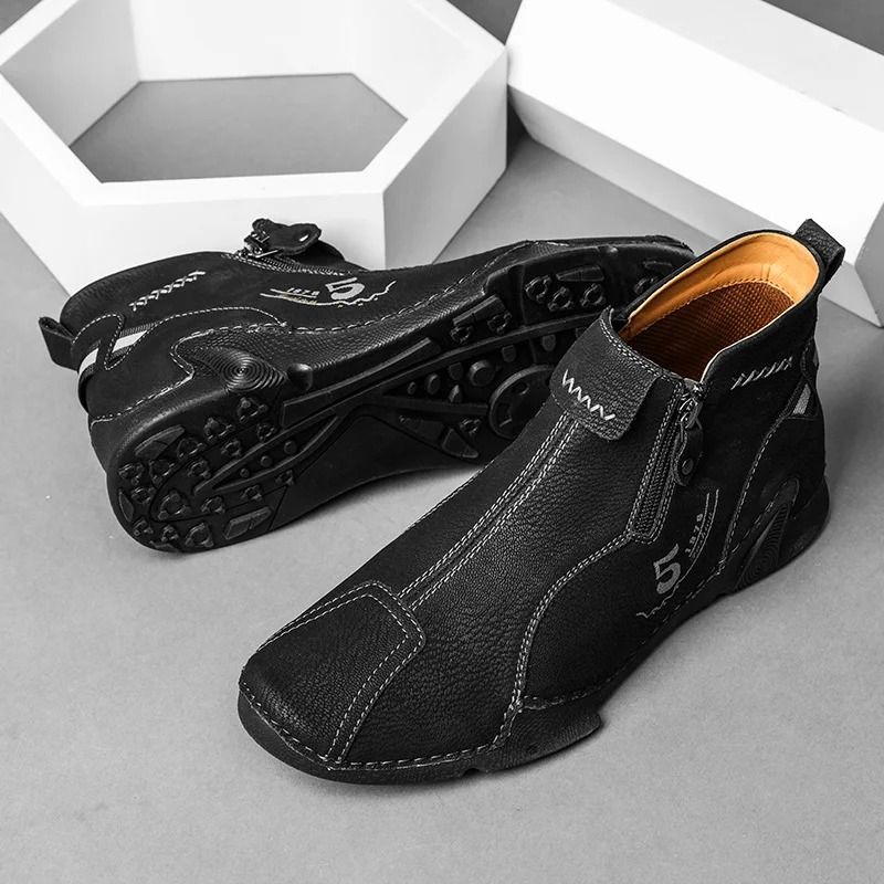 Mens Casual Walking Shoes With Zipper And Handcrafted Design 1