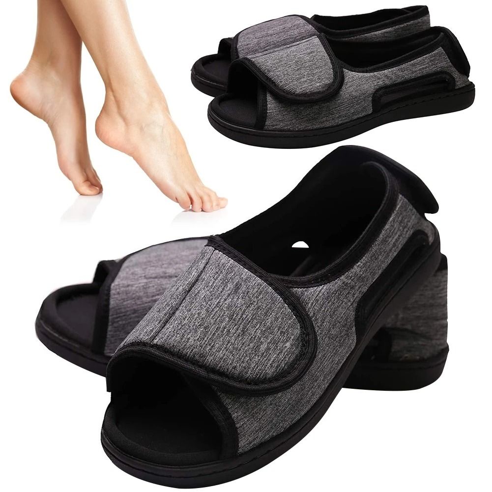 Adjustable Elderly Slippers Open Toe Sandals for Swollen Feet