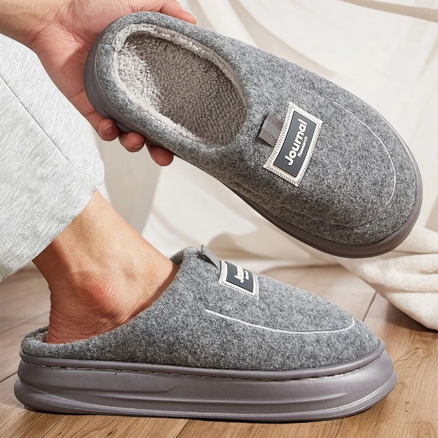 Plush Memory Foam House Slippers Warm Winter Indoor Non-Slip Slippers for Men and Women