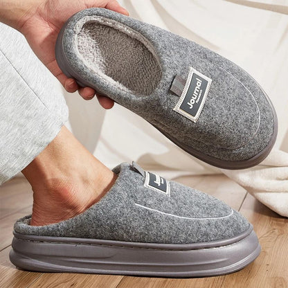Plush Memory Foam House Slippers Warm Winter Indoor Non-Slip Slippers for Men and Women