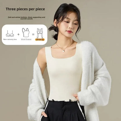 German Velvet Thermal Tank Top With Chest Pad For Women Seamless Winter Warm Undershirt 2