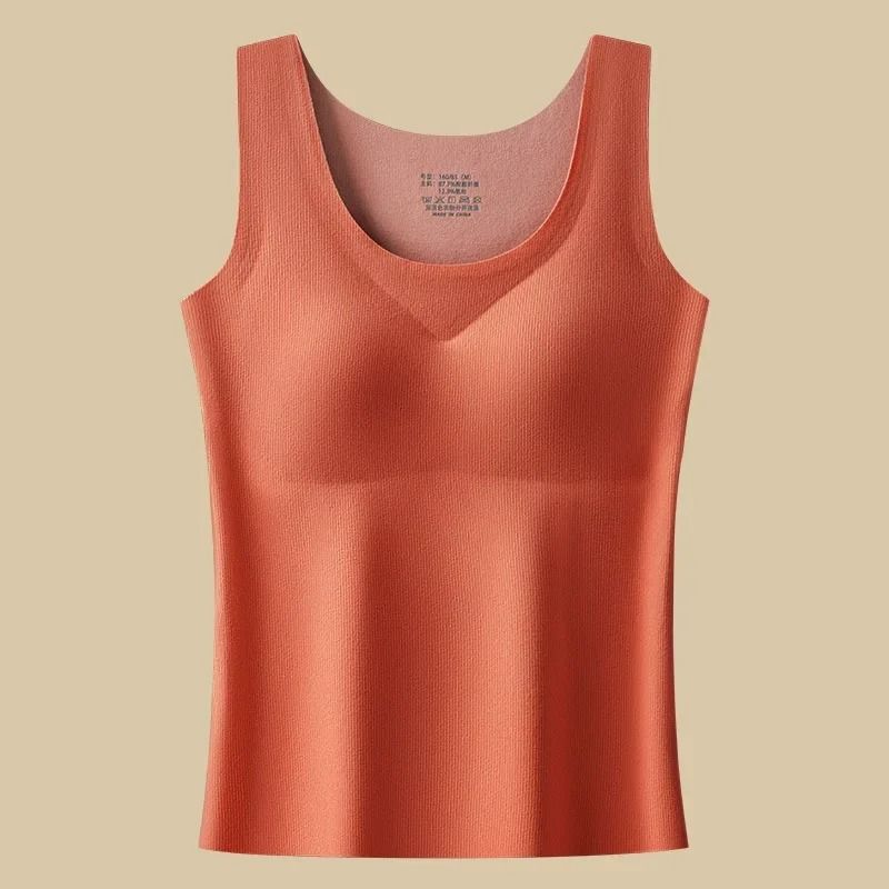 German Velvet Thermal Tank Top With Chest Pad For Women Seamless Winter Warm Undershirt 12