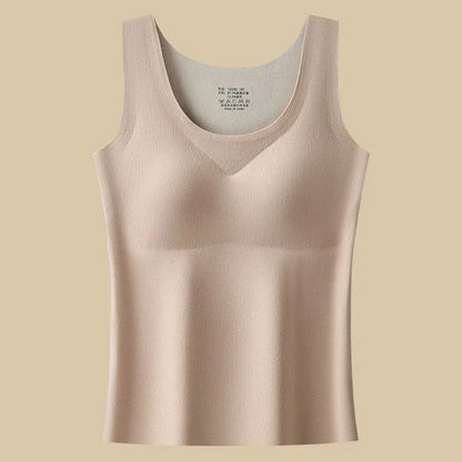 German Velvet Thermal Tank Top With Chest Pad For Women Seamless Winter Warm Undershirt 13
