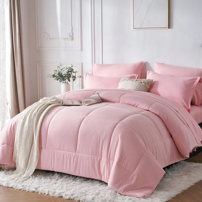 7Piece Queen Bed In A Bag Comforter Set  Modern Solid Geometry Bedding With Sheets  Pillowcases 9