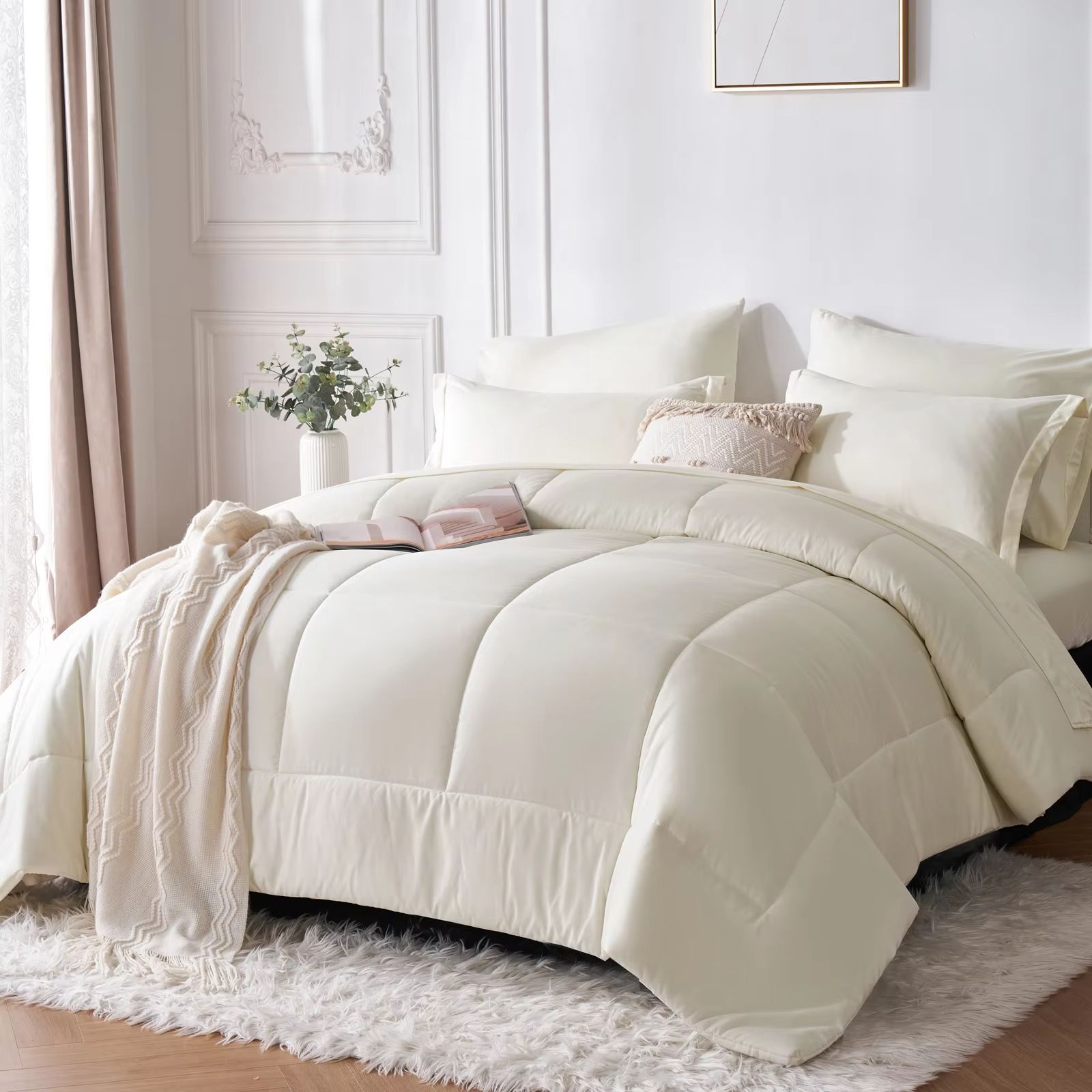 7Piece Queen Bed In A Bag Comforter Set  Modern Solid Geometry Bedding With Sheets  Pillowcases 10