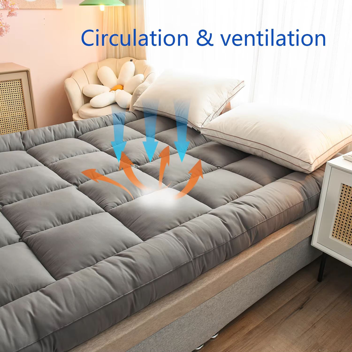 Queen Mattress Topper  Extra Thick 1000 GSM Bed Pad With Elastic Pocket For Body Pain Relief  Comfo