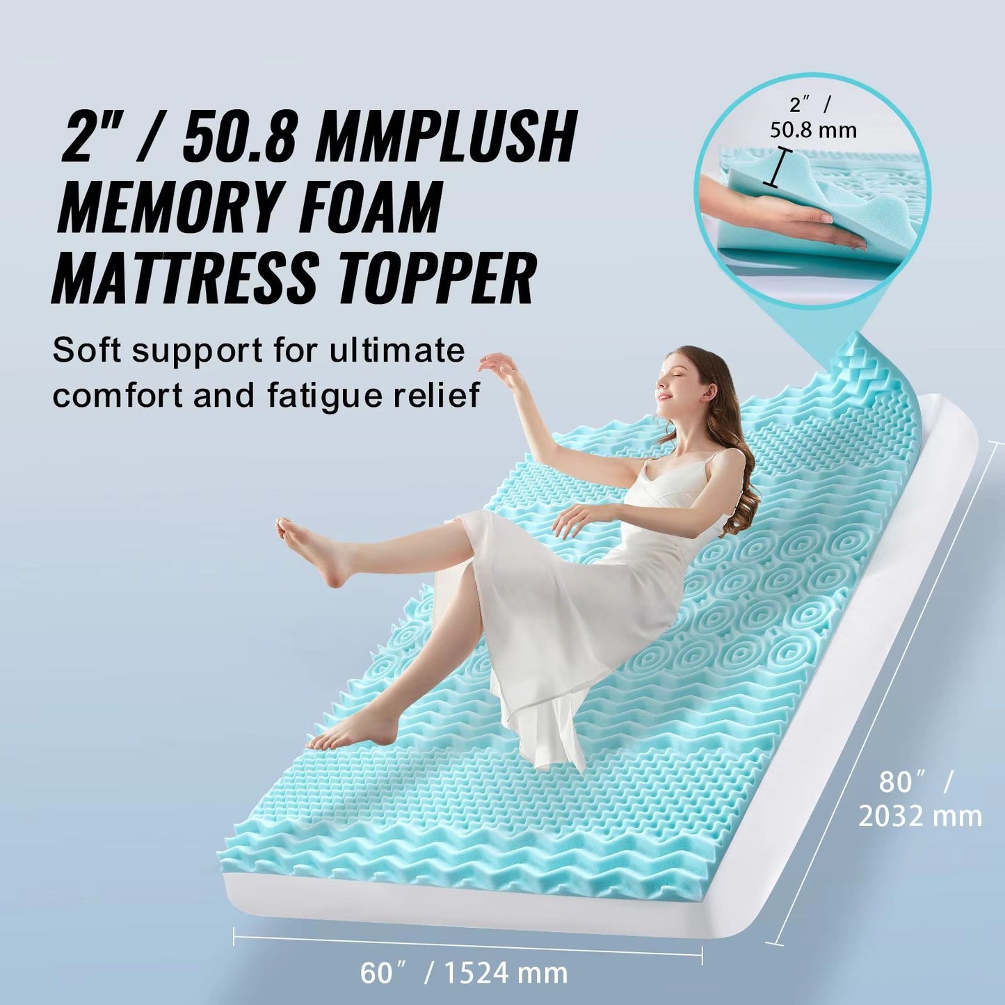SucceBuy Queen Memory Foam Mattress Topper  2  3 Cooling Gel Infused Bed Pad For Soft Comfort  Supp 1