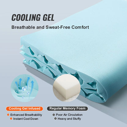 SucceBuy Queen Memory Foam Mattress Topper  2  3 Cooling Gel Infused Bed Pad For Soft Comfort  Supp 2