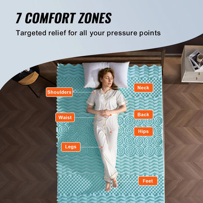 SucceBuy Queen Memory Foam Mattress Topper  2  3 Cooling Gel Infused Bed Pad For Soft Comfort  Supp 3