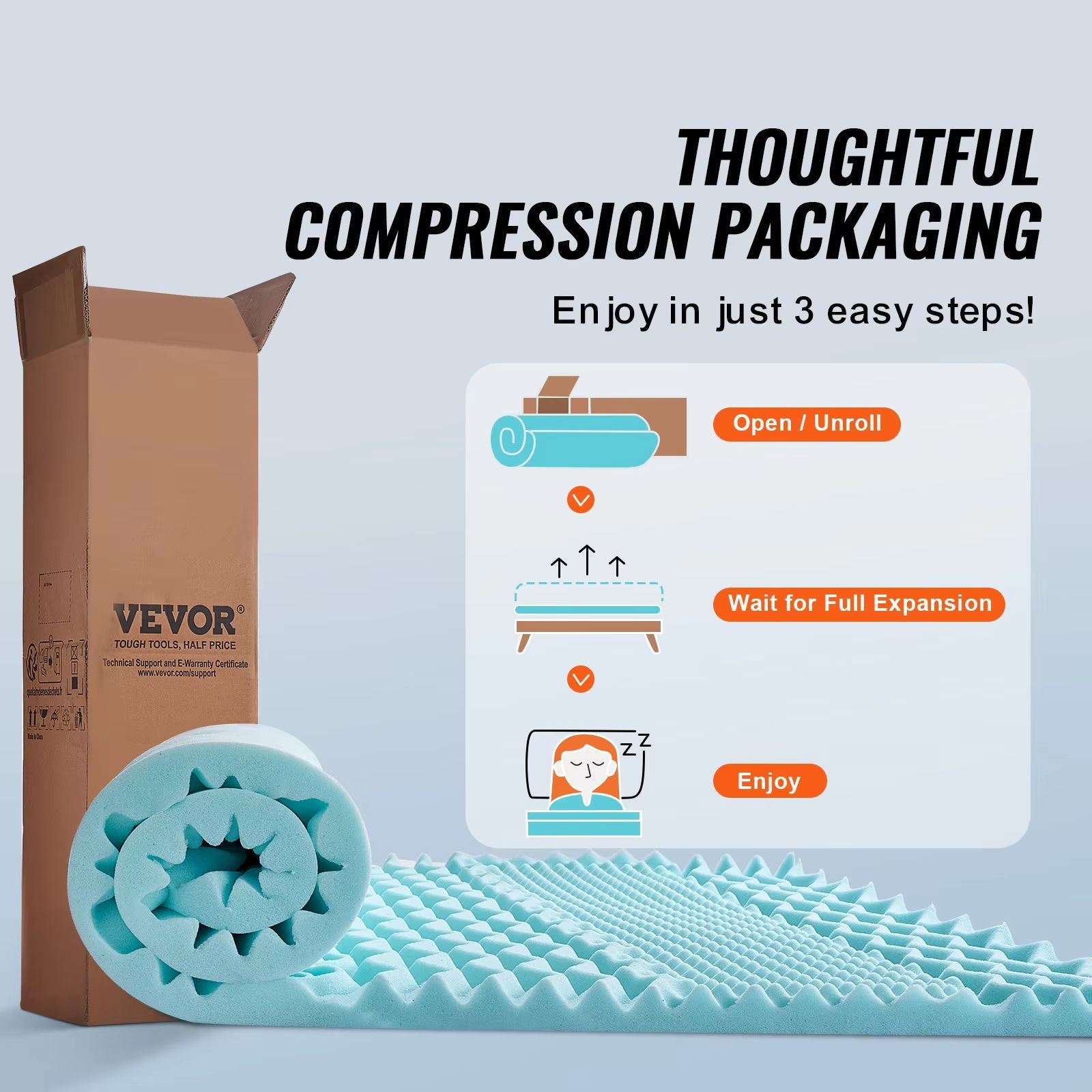 SucceBuy Queen Memory Foam Mattress Topper  2  3 Cooling Gel Infused Bed Pad For Soft Comfort  Supp 4