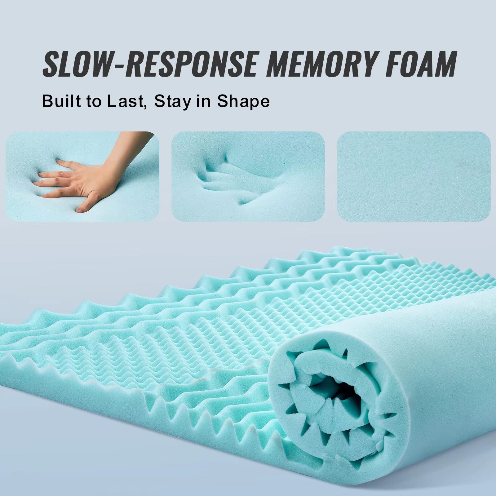 SucceBuy Queen Memory Foam Mattress Topper  2  3 Cooling Gel Infused Bed Pad For Soft Comfort  Supp 5