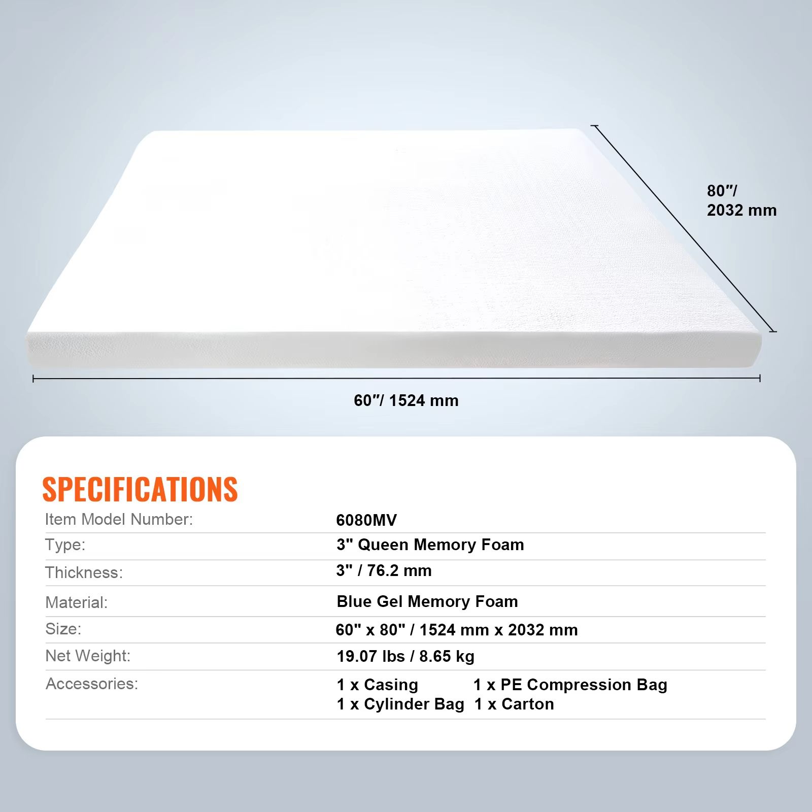 SucceBuy Queen Memory Foam Mattress Topper  2  3 Cooling Gel Infused Bed Pad For Soft Comfort  Supp 7