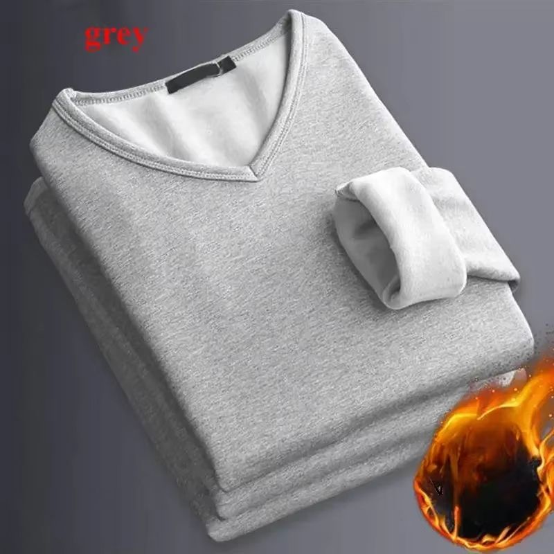 Mens Winter Thermal Underwear Shirt  LongSleeve Plus Velvet Slim Fit Base Layer For Cold Weather 1