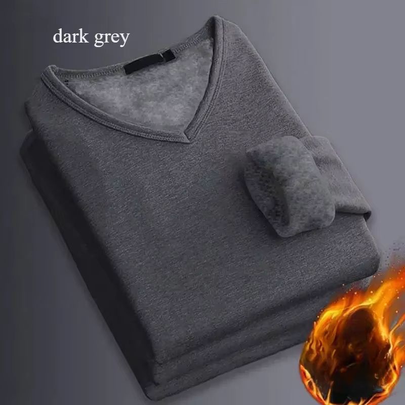 Mens Winter Thermal Underwear Shirt  LongSleeve Plus Velvet Slim Fit Base Layer For Cold Weather 2
