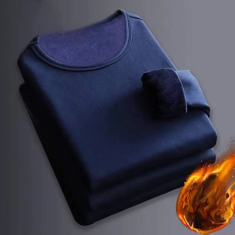 Mens Winter Thermal Underwear Shirt  LongSleeve Plus Velvet Slim Fit Base Layer For Cold Weather 12