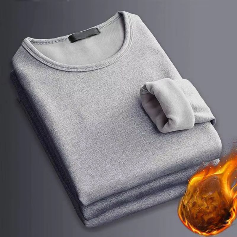 Mens Winter Thermal Underwear Shirt  LongSleeve Plus Velvet Slim Fit Base Layer For Cold Weather 13