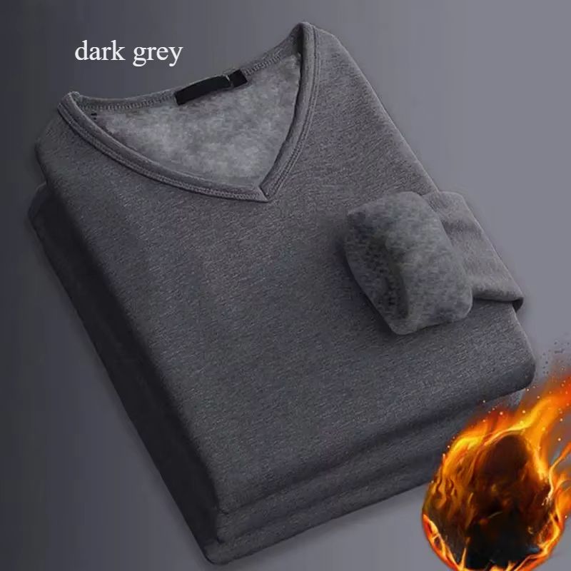Mens Winter Thermal Underwear Shirt  LongSleeve Plus Velvet Slim Fit Base Layer For Cold Weather 8