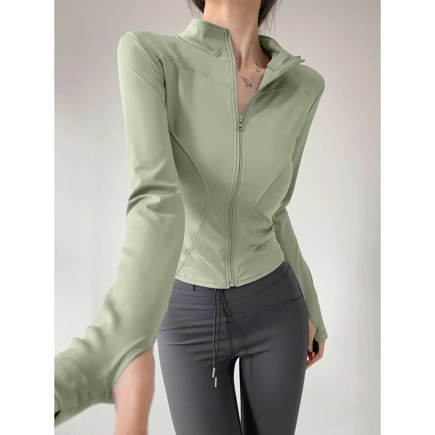 Womens Quick Dry Yoga Jacket  Long Sleeve Zipper Sports Coat For Running Fitness  Training S3XL 10