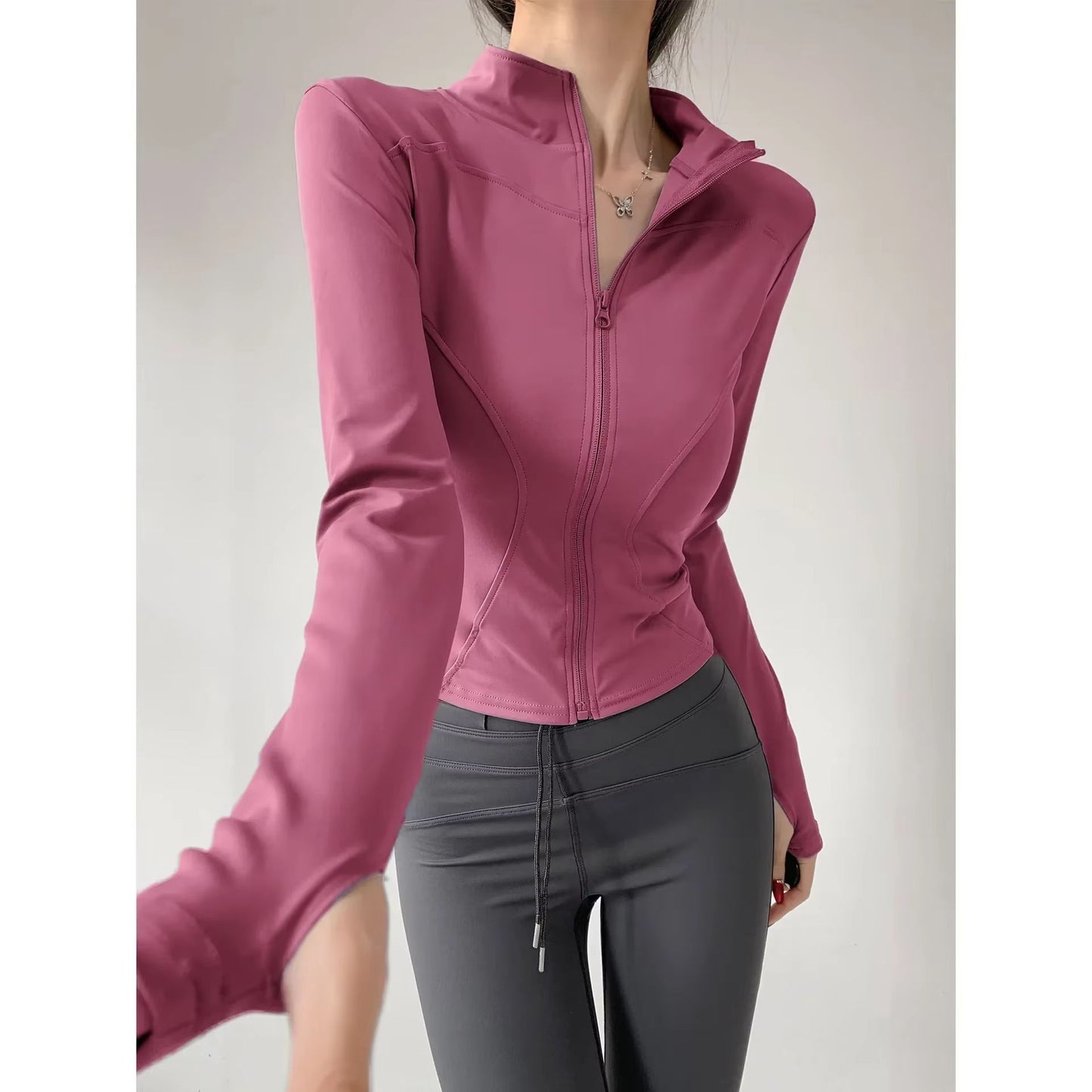 Womens Quick Dry Yoga Jacket  Long Sleeve Zipper Sports Coat For Running Fitness  Training S3XL 12