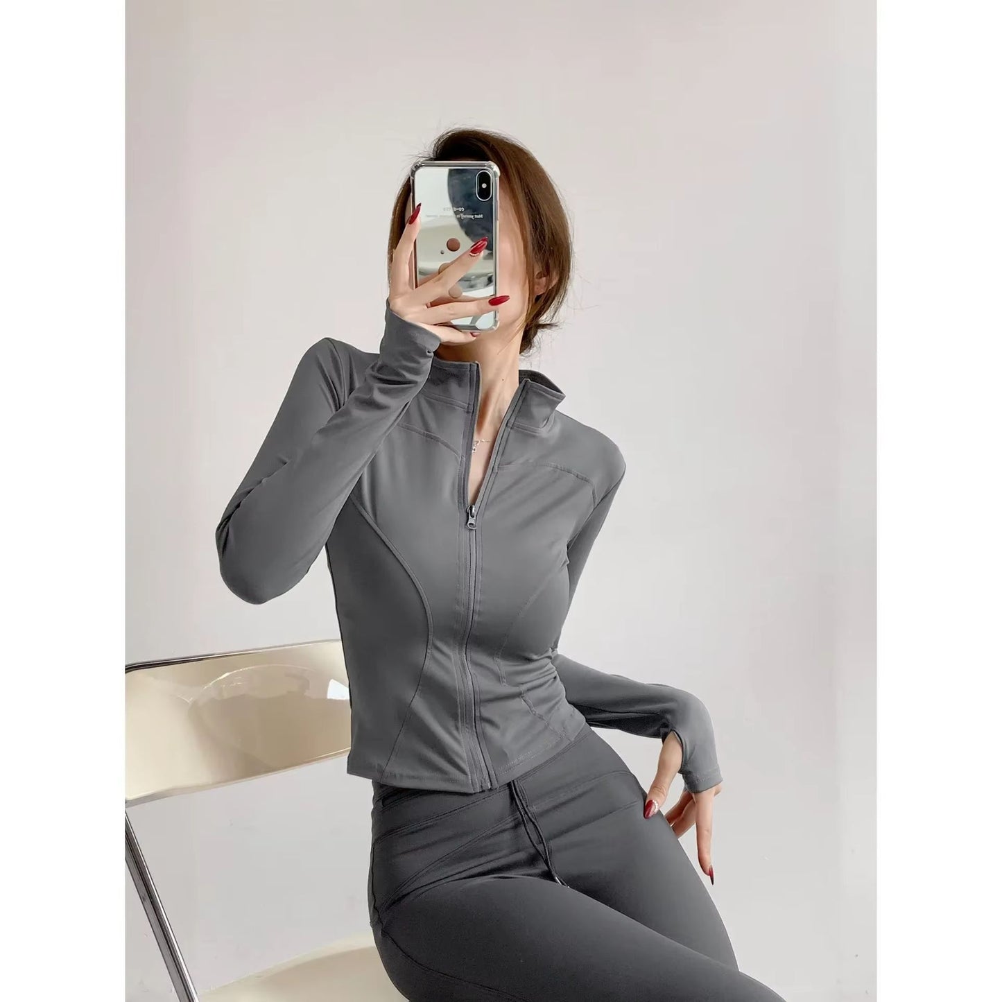 Womens Quick Dry Yoga Jacket  Long Sleeve Zipper Sports Coat For Running Fitness  Training S3XL 13