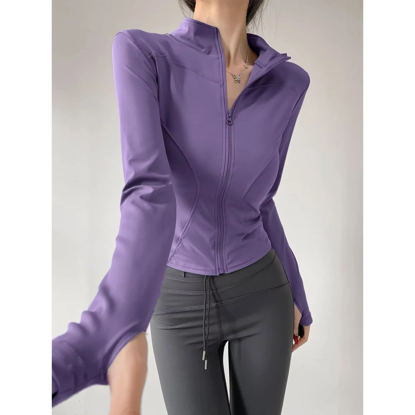 Womens Quick Dry Yoga Jacket  Long Sleeve Zipper Sports Coat For Running Fitness  Training S3XL 14