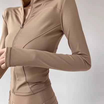 Womens Quick Dry Yoga Jacket  Long Sleeve Zipper Sports Coat For Running Fitness  Training S3XL 3