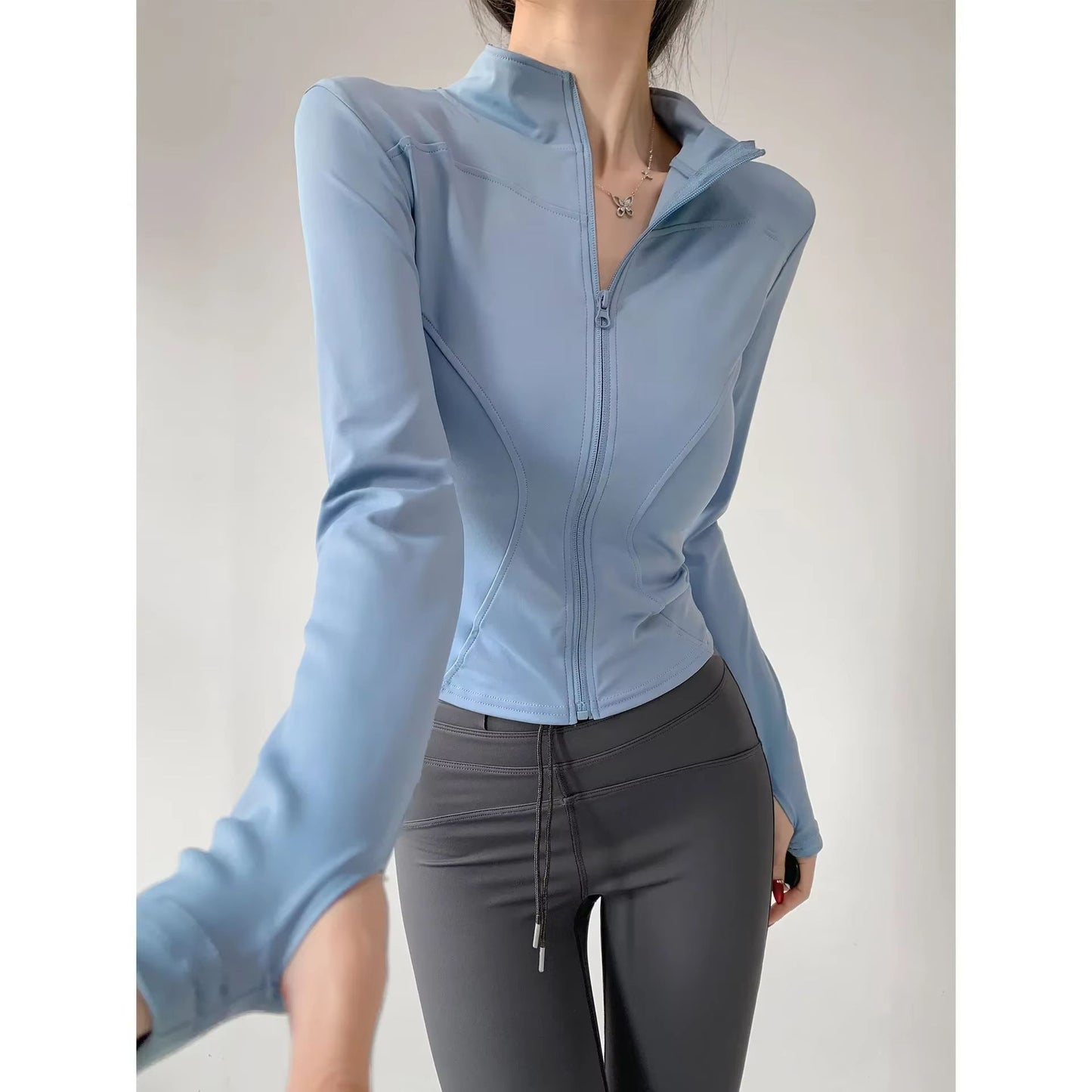 Womens Quick Dry Yoga Jacket  Long Sleeve Zipper Sports Coat For Running Fitness  Training S3XL 8