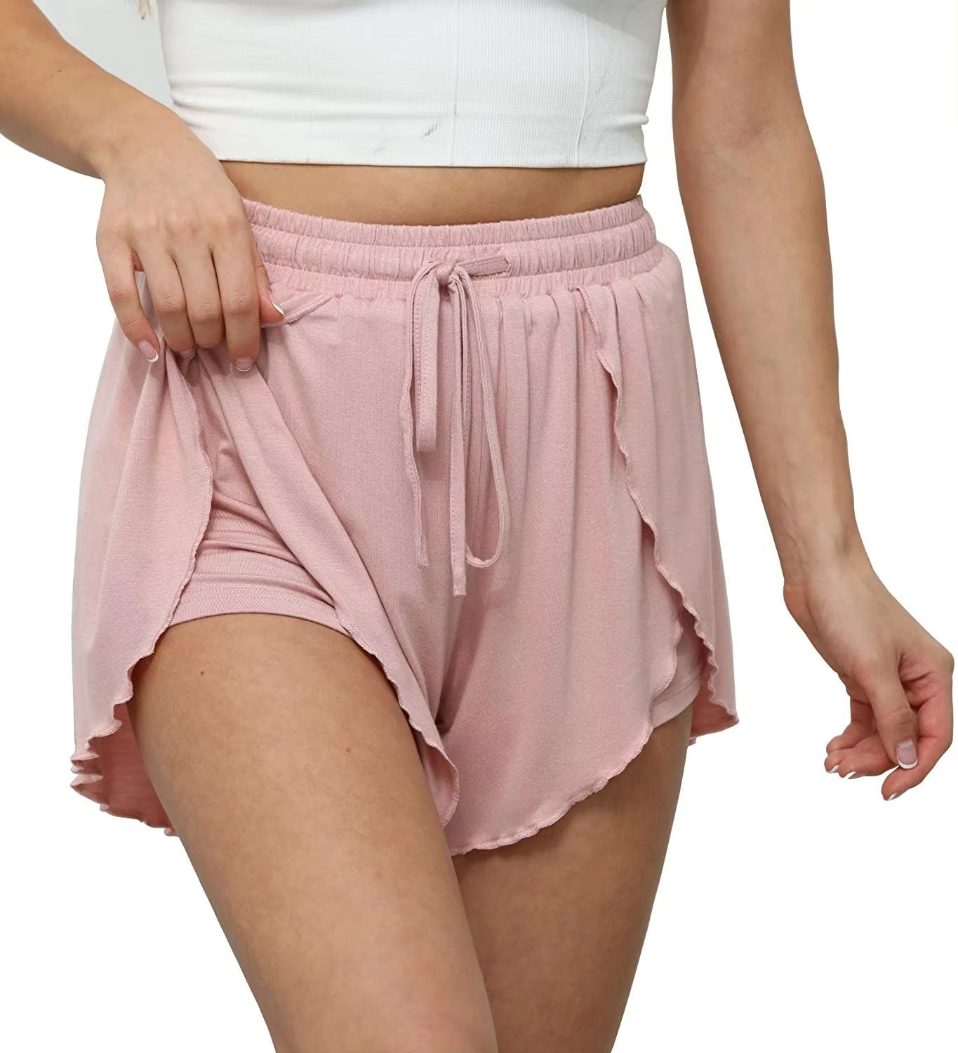 Womens High Waisted Casual Shorts  Summer Beach Yoga Pants With AntiExposure Undergarment Layer 9