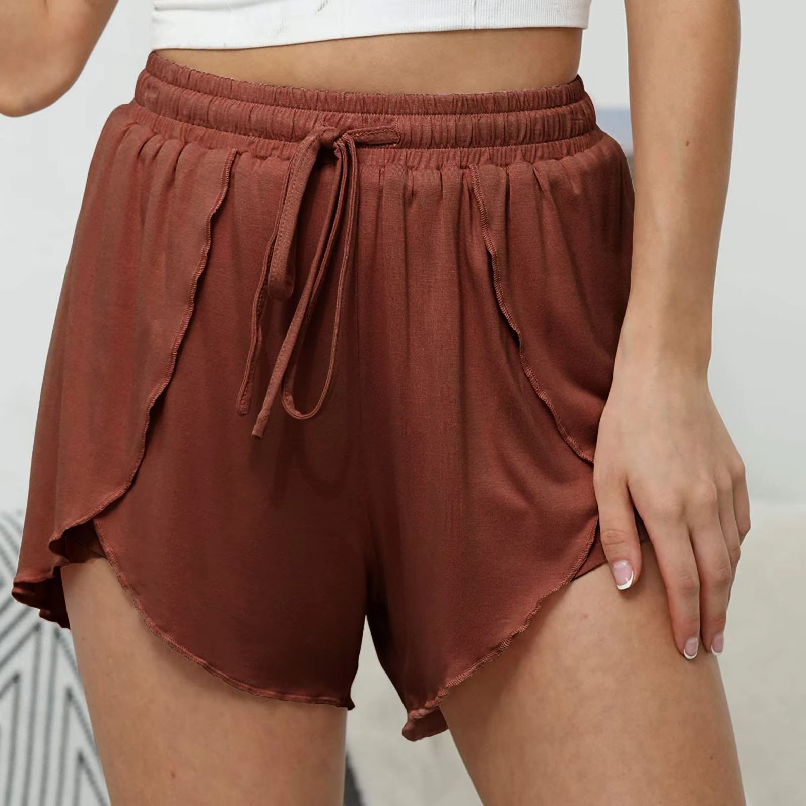 Womens High Waisted Casual Shorts  Summer Beach Yoga Pants With AntiExposure Undergarment Layer 6