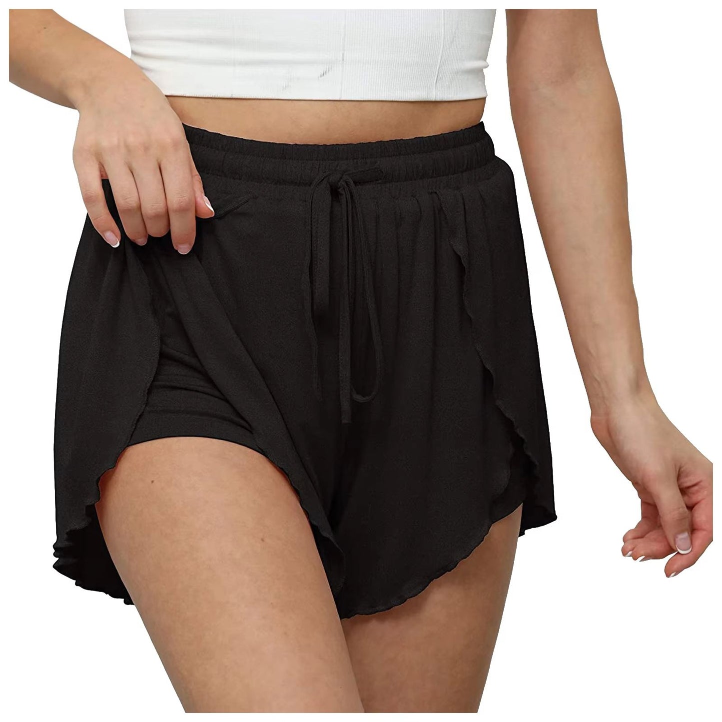 Womens High Waisted Casual Shorts  Summer Beach Yoga Pants With AntiExposure Undergarment Layer 7