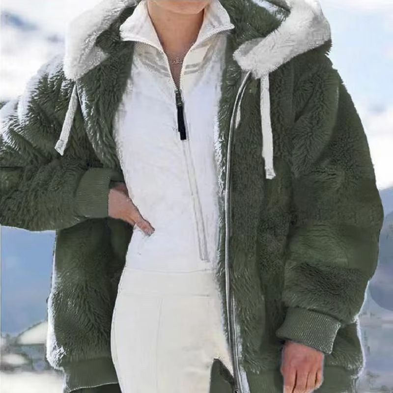 HugSoft Oversized Plush Hooded Jacket  Cozy ZipUp Fleece Coat 1