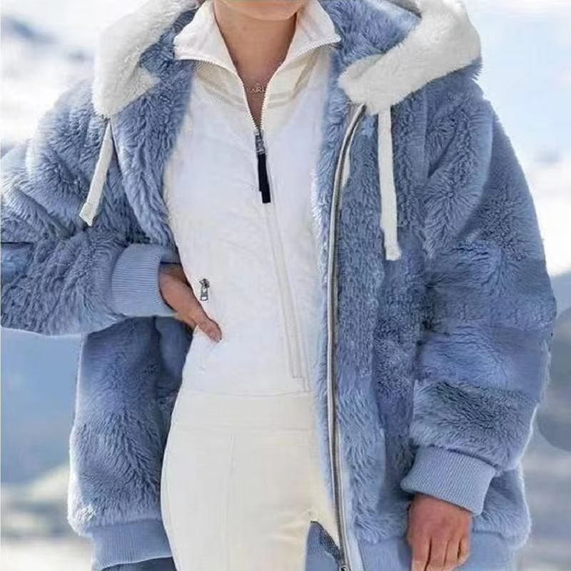 HugSoft Oversized Plush Hooded Jacket  Cozy ZipUp Fleece Coat 3