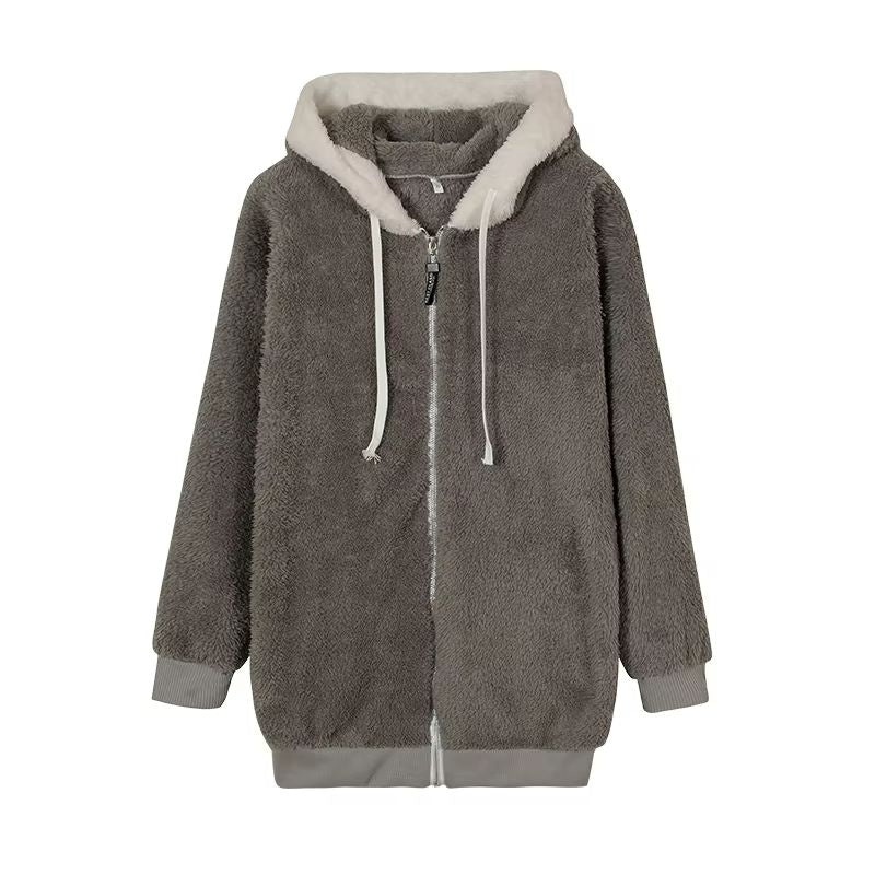 HugSoft Oversized Plush Hooded Jacket  Cozy ZipUp Fleece Coat 5