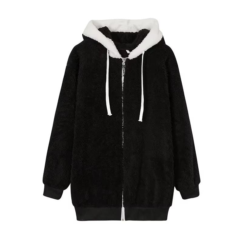 HugSoft Oversized Plush Hooded Jacket  Cozy ZipUp Fleece Coat 6