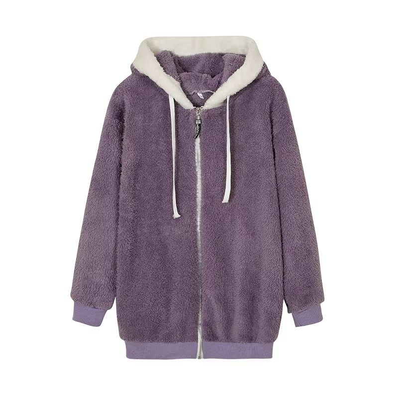 HugSoft Oversized Plush Hooded Jacket  Cozy ZipUp Fleece Coat 12