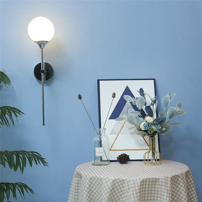 Modern Nordic Glass Ball Wall Lamp, Creative Golden Chrome Fixture with E14/E27 for Living Room, Kitchen Decoration