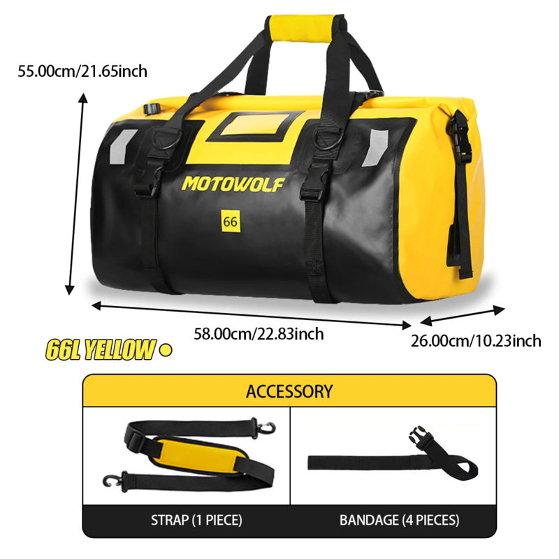 20L-100L Motorcycle Waterproof Tail Bag, Travel Outdoor Dry Luggage Roll Bag, Backpack