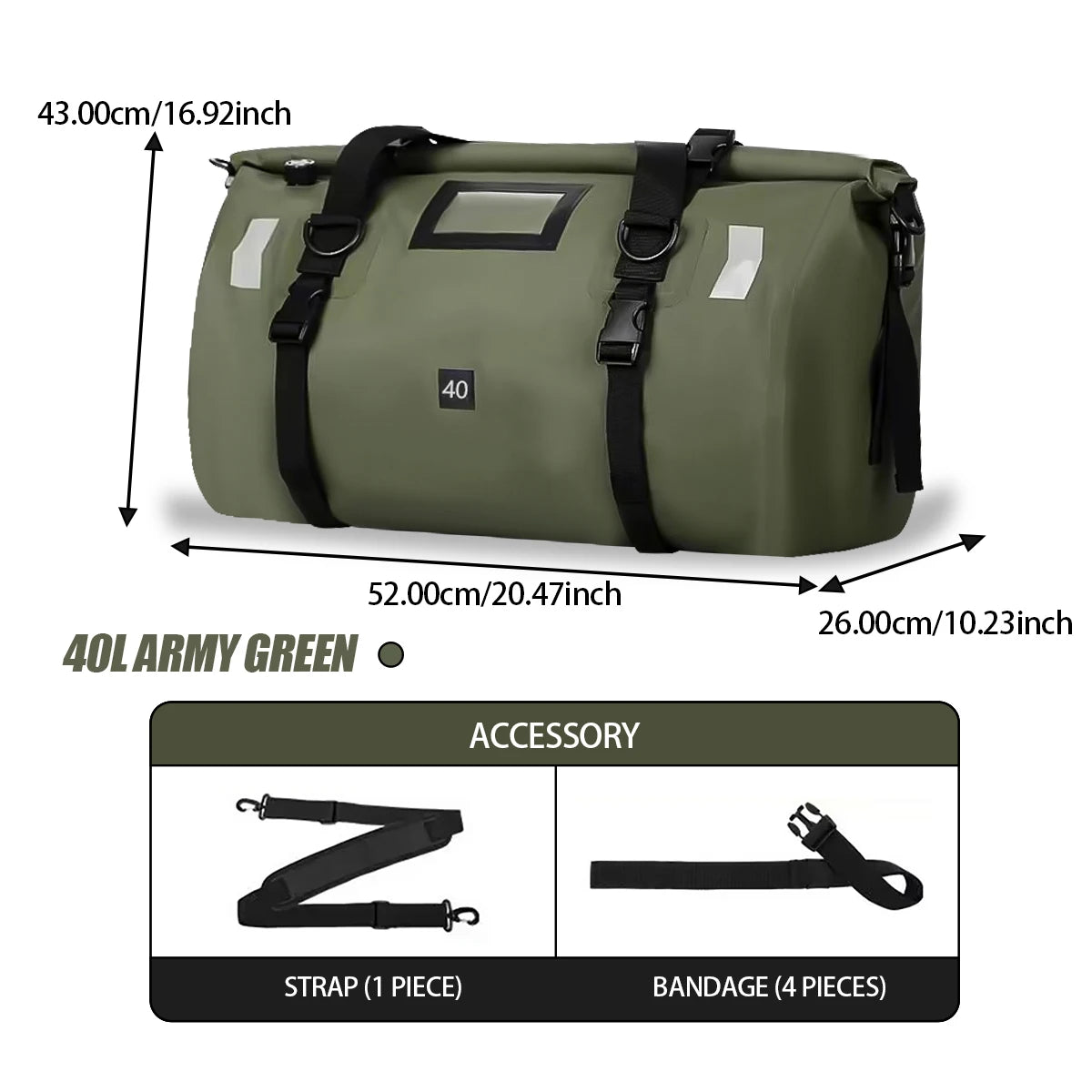 20L-100L Motorcycle Waterproof Tail Bag, Travel Outdoor Dry Luggage Roll Bag, Backpack