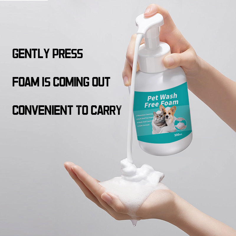 300ml Waterless Pet Shampoo Foam for Dogs Cats, Dry Bath No Rinse Cleaner, Deodorizing Odor Removal Formula