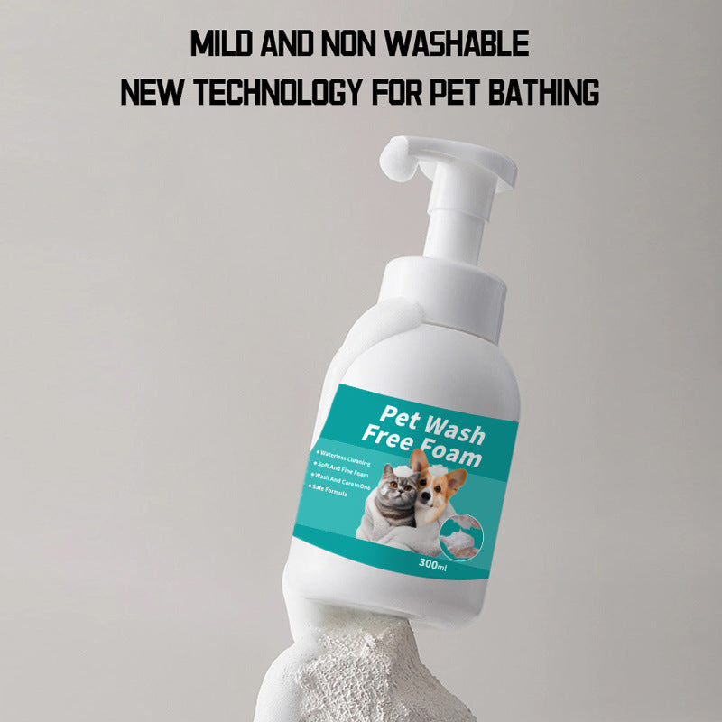 300ml Waterless Pet Shampoo Foam for Dogs Cats, Dry Bath No Rinse Cleaner, Deodorizing Odor Removal Formula