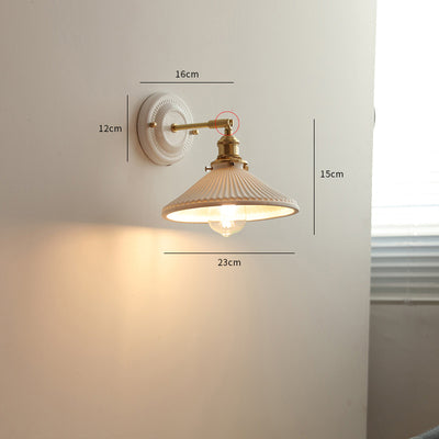 IWHD White Ceramic Modern Wall Lamp Beside Bed Nordic Copper LED Japanese Style Wandlamp For Living 4