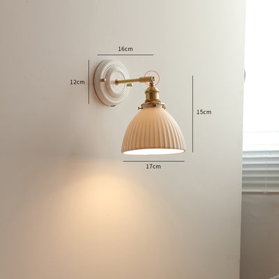 IWHD White Ceramic Modern Wall Lamp Beside Bed Nordic Copper LED Japanese Style Wandlamp For Living 5