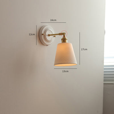 IWHD White Ceramic Modern Wall Lamp Beside Bed Nordic Copper LED Japanese Style Wandlamp For Living 7