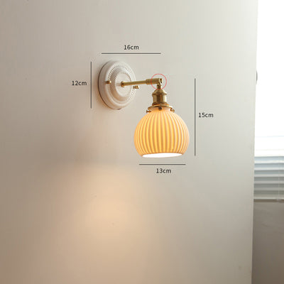 IWHD White Ceramic Modern Wall Lamp Beside Bed Nordic Copper LED Japanese Style Wandlamp For Living 8