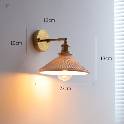 IWHD White Ceramic Modern Wall Lamp Beside Bed Nordic Copper LED Japanese Style Wandlamp For Living 10