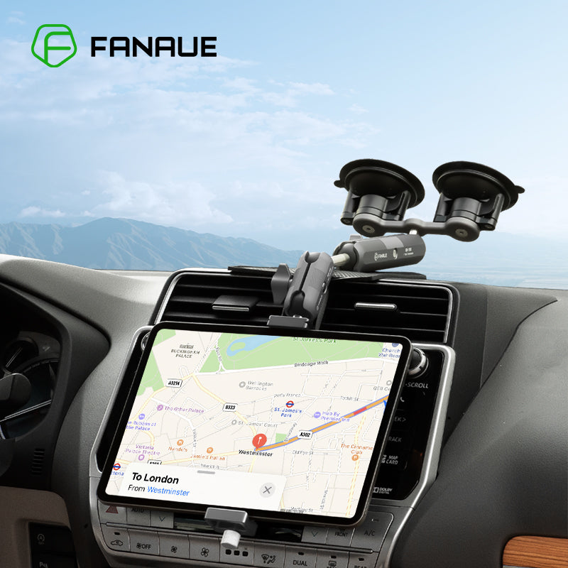 FANAUE Car Tablet Holder Suction Cup Mount, Adjustable Ball Tablet Mount for Vehicle Windshields, Fits RAM Mount Systems